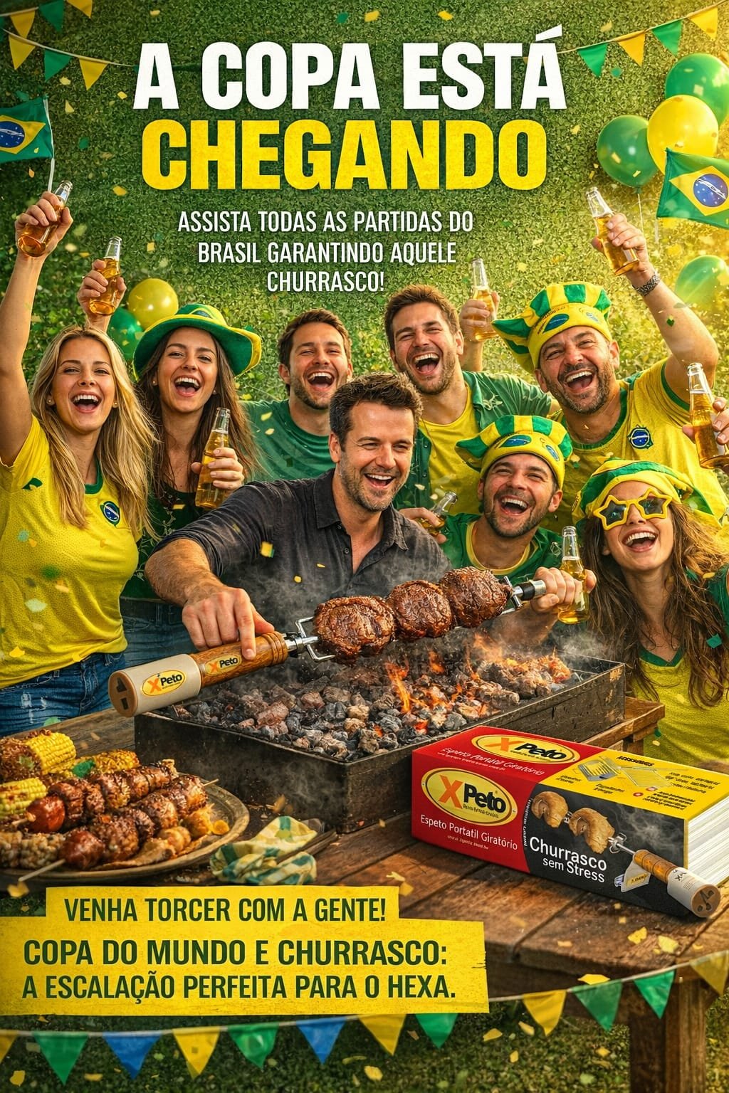 Xpeto Acessórios para churrasco | Espeto portátil giratório