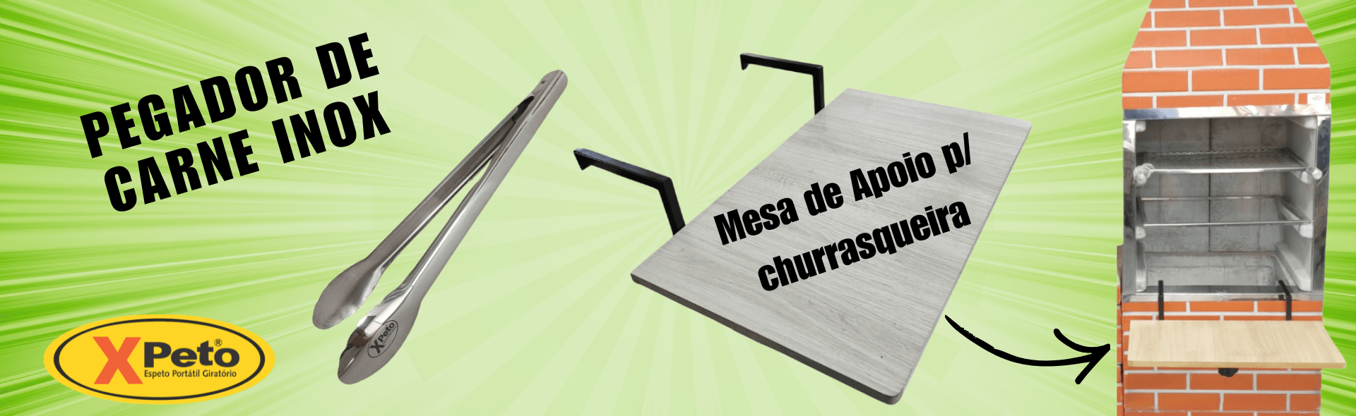 Xpeto Acessórios para churrasco | Espeto portátil giratório