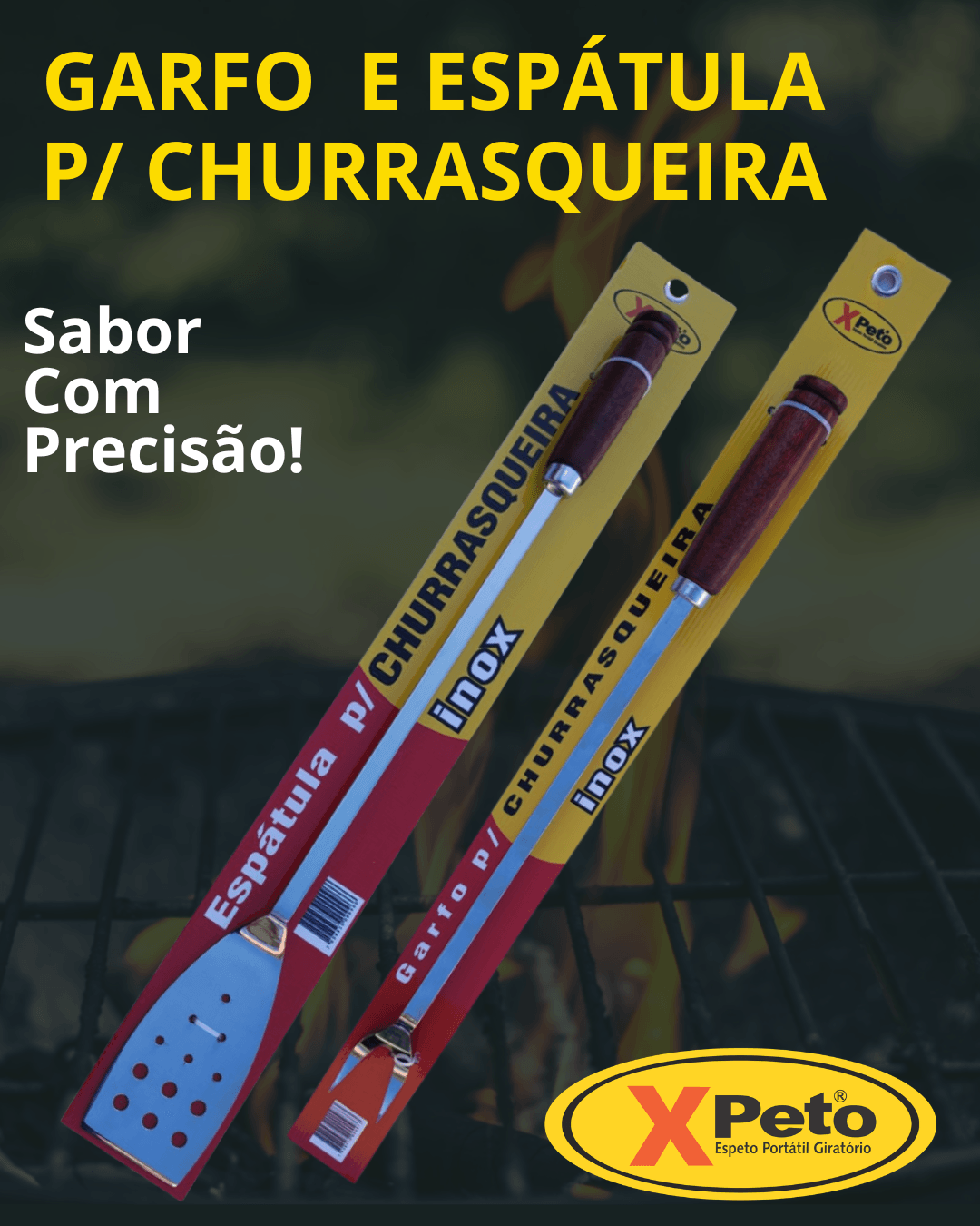 Xpeto Acessórios para churrasco | Espeto portátil giratório