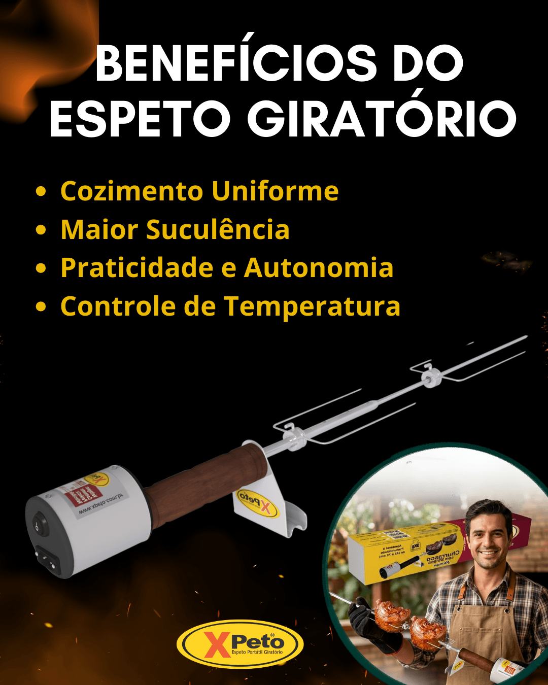 チューリップテーブル チューリップチェア×2 ダイニング PROBASTO Xpeto Acessórios para churrasco | Espeto portátil giratório