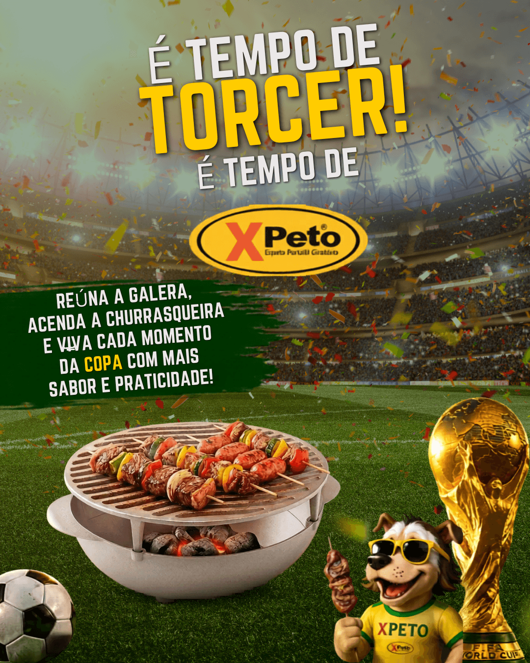 Xpeto Acessórios para churrasco | Espeto portátil giratório