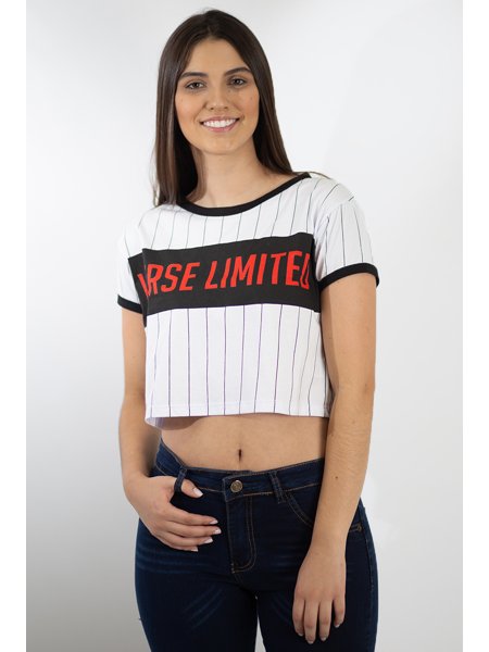 Cropped Feminino Verse Limited Baseball Preto