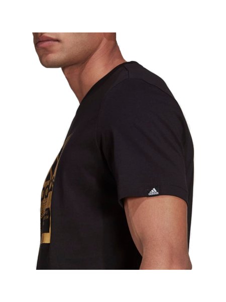 Camiseta Adidas Logo Metalizado Preto Dourado