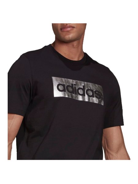 Camiseta Adidas Logo Linear Preto Prata