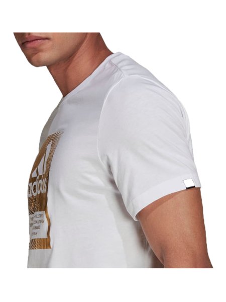 Camiseta Adidas Logo Metalizado Branco Dourado