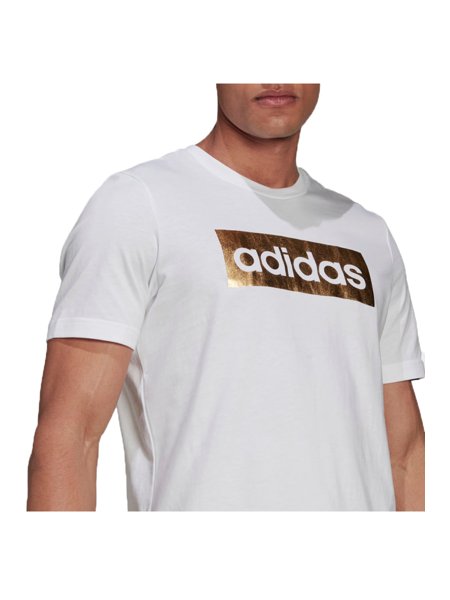 Camiseta Adidas Logo Linear Branco Dourado
