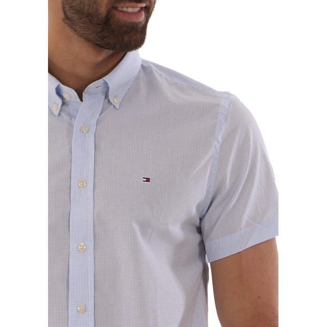 camisa manga curta tommy hilfiger xadrez