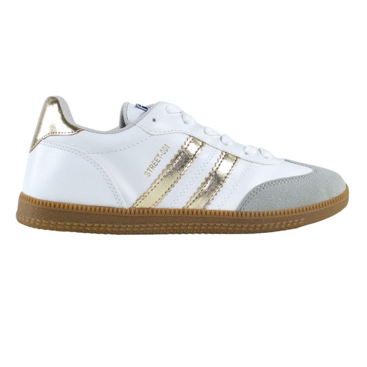 TENIS FEMININO SUA CIA 8355.15421 METALIC GOLD SAMBA | Loja Mond