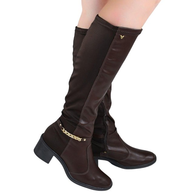 BOTA FEMININA MISSISSIPI Q8772 CANO LONGO COM DETALHE Loja Mond