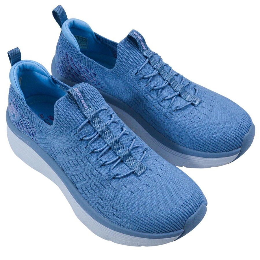 TENIS FEMININO SKECHERS R 149356 AZUL DLUX WALKER STAR STUNN | Loja Mond