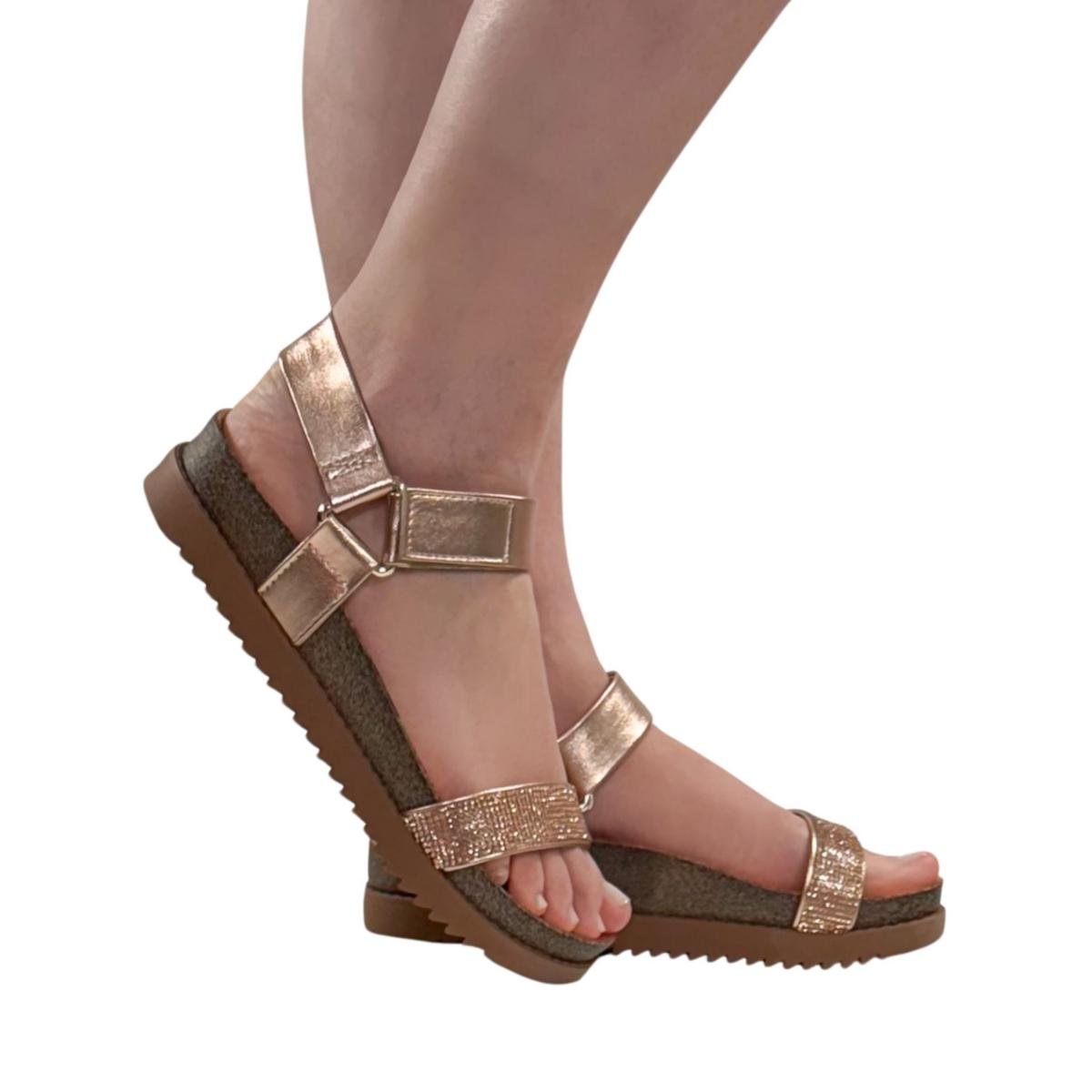 SANDALIA PAPETE FEMININA MOLECA COM BRIL Loja Mond