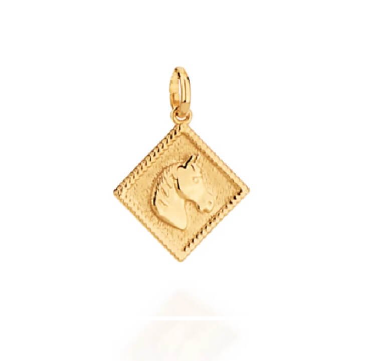 Pingente Masculino Rommanel Banhado Ouro  Com Cavalo 541954