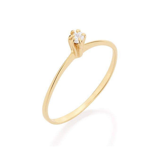 Anel Rommanel Banhado Ouro 18k Skinny Ring Zircônia 512180