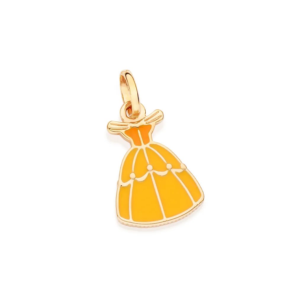 Pingente Rommanel Banhado Ouro 18k Vestido Princesa Bela Disney 542822
