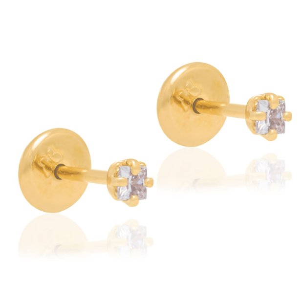 Rommanel conjunto pingente + brinco + cordão fol ouro 18k Brinco Infantil Folheado Ouro Rommanel Ponto de Luz 525923 | Mahná