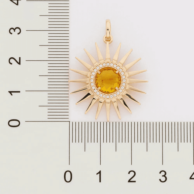 Pingente Rommanel Banhado Ouro 18k Sol Cristal a Zircônias 542724