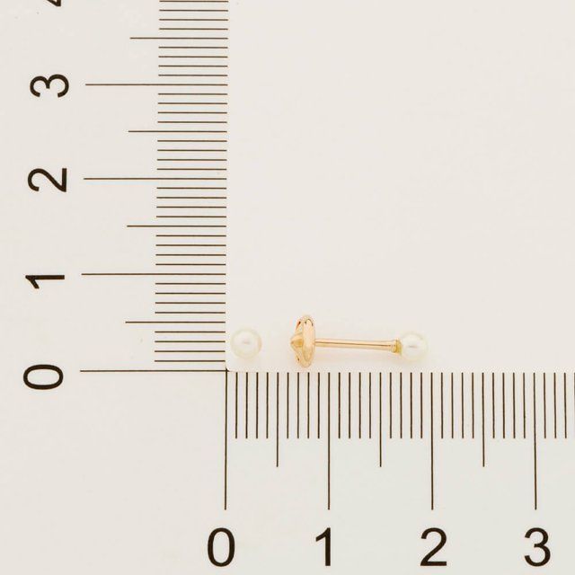 Brinco Rommanel Infantil Banhado Ouro Solitário Com Pérola 4mm 520190