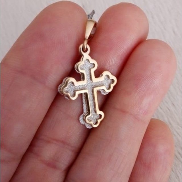 Pingente Rommanel Banhado Ouro Crucifixo Duplo 540548