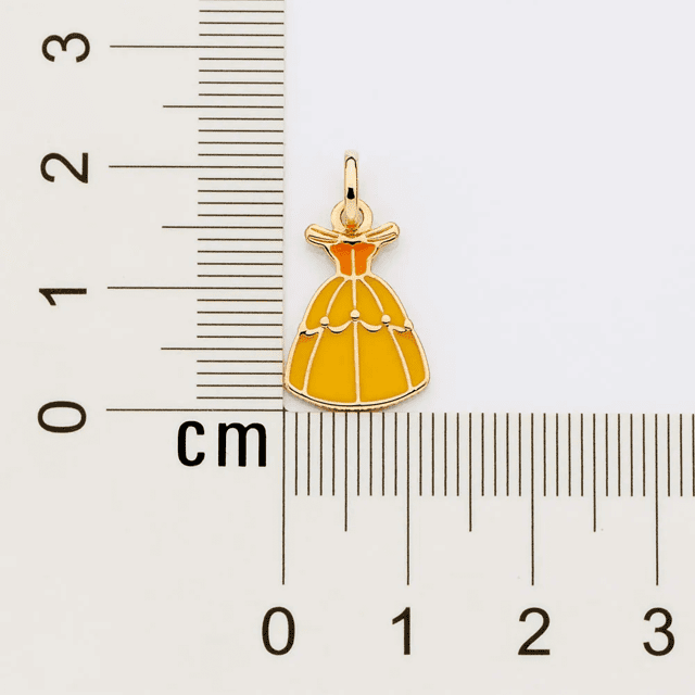 Pingente Rommanel Banhado Ouro 18k Vestido Princesa Bela Disney 542822