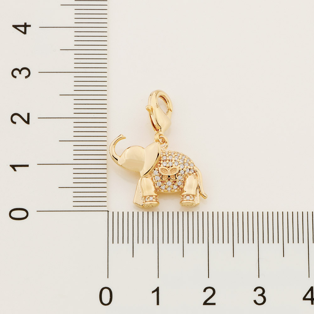 Pingente Berloque Rommanel Banhado Ouro 18k Elefante Com Zircônias 542399