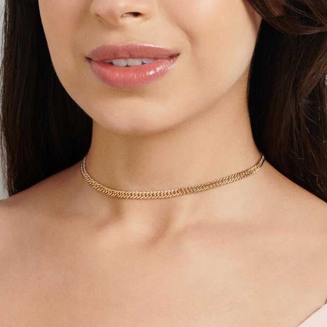 Colar Choker Rommanel Banhada a Ouro Elo Duplo 532192.