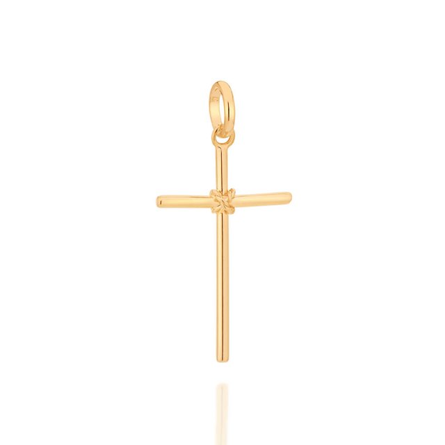 Pingente Rommanel Banhado Ouro Unissex Crucifixo Liso 540180