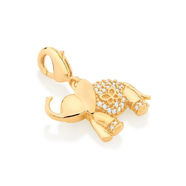 Pingente Berloque Rommanel Banhado Ouro 18k Elefante Com Zircônias 542399