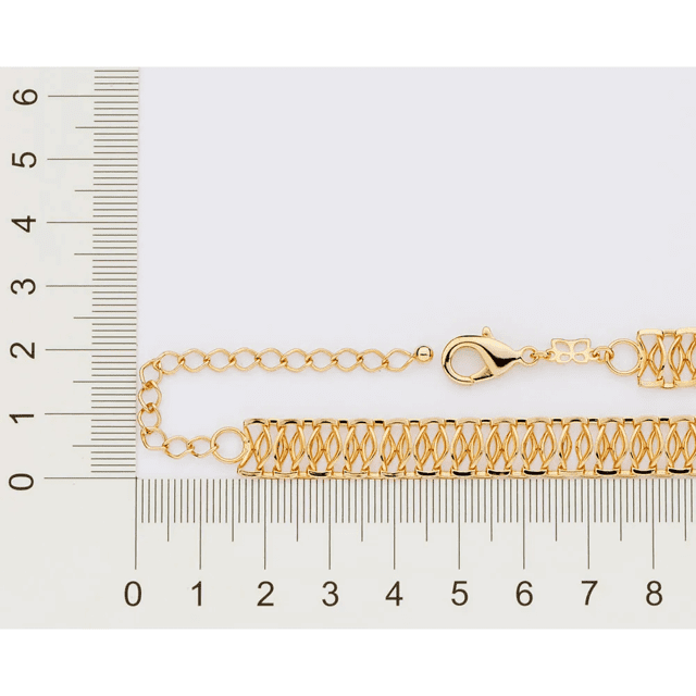 Choker Rommanel Banhado Ouro 18k Elos Batidos Entrelaçados 532503