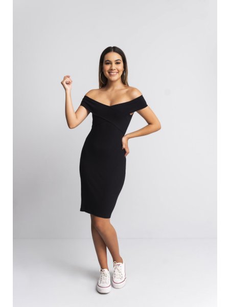 Vestido Ombro a Ombro Canelado Cecilia Custom