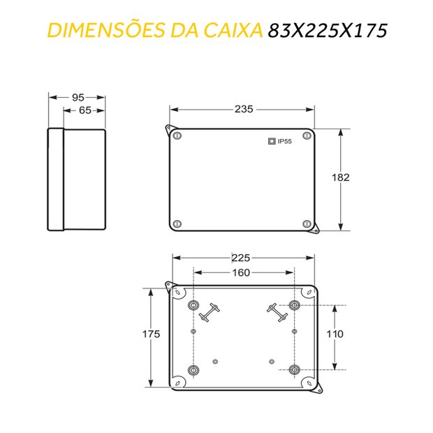 Caixa Cega de Passagem Plástica IP55 - 83x225x175 (3074) | Heldt ...