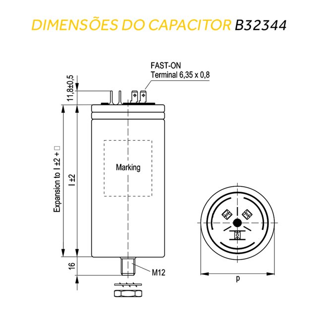 Capacitor Trif. 7,5kVAR - MKP380-D-6.3 (B32344-E3071-A580)