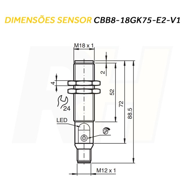 Sensor Capacitivo PNP - CBB8-18GK75-E2-V1 (237039)