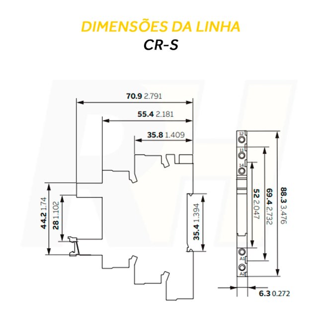 Base p/ Relé de Interface Modular - CR-S012/024VADC1SS