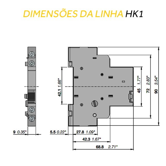 Bloco de Contato Lateral para Disjuntor-Motor - HK1-11