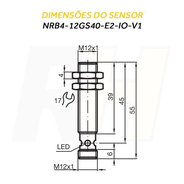 Sensor Indutivo Configurável PNP | NRB4-12GS40-E2-IO-V1 | Pepperl+Fuchs ...