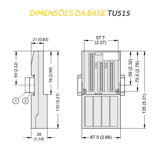 Base Terminal para CLP e Unidade de Expansão TU515 RH Materiais