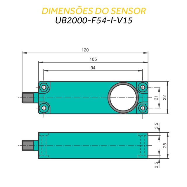 Sensor Ultrassônico 4...20mA - UB2000-F54-I-V15 (108162) | Heldt ...