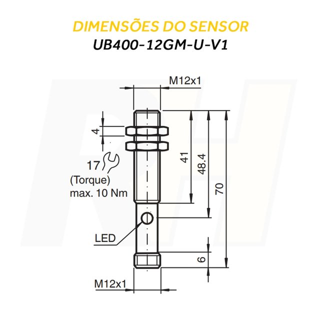 Sensor Ultrassônico 400mm - UB400-12GM-U-V1 (120343) | Heldt Soluções ...