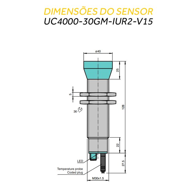 Sensor Ultrassônico 4000mm - UC4000-30GM-IUR2-V15 (104094) | Heldt ...