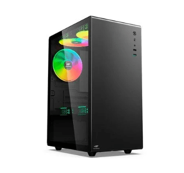 Gabinete Gamer C3-Tech Game MT-G200BK, Mini Tower LED, ATX, Lateral em Vidro Temperado, Com 3 Ventoinhas, Preto