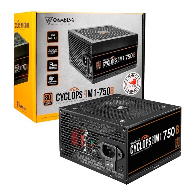 Fonte Gamdias Cyclops M1-750B, 750W, 80 Plus Bronze