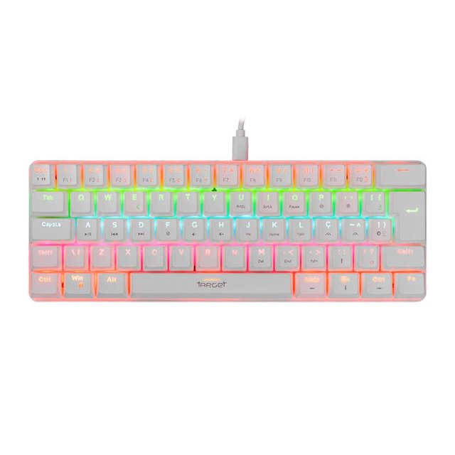 Teclado Mecanico Gamer TGT Sherman Compacto BRANCO, Rainbow, ABNT2, Switch Azul