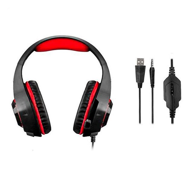 Headset Gamer Multilaser Warrior Rama C/Microfone Preto/Vermelho P2 E P3