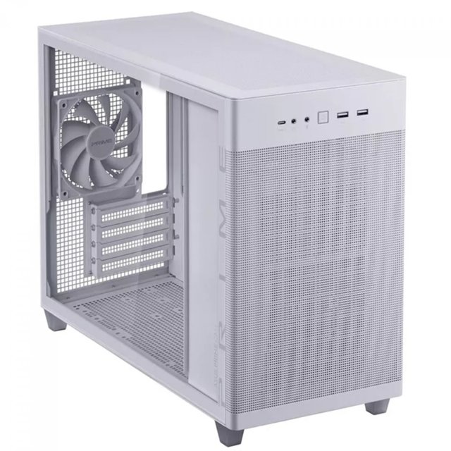 Gabinete Gamer Asus Prime AP201 Case Glass White Edition, Micro-ATX, Quasi-Filter Mesh, Com 1 fan