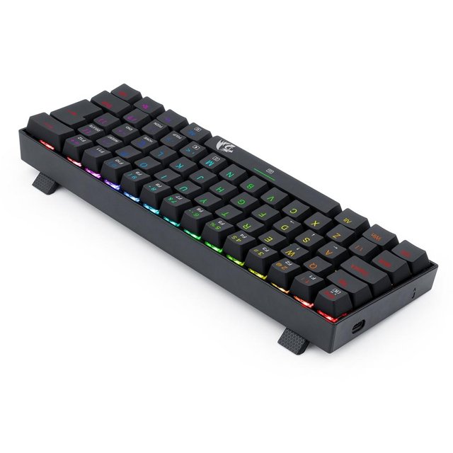 Teclado Mecânico Gamer Redragon Lakshmi, RGB Preto, Switch Blue, 60%, ABNT2