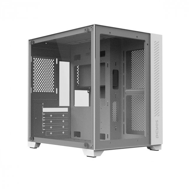 GABINETE GAMER FORCEFIELD WHITE GHOST – FRONTAL E LATERAL EM VIDRO – PCYES – GFFWGP