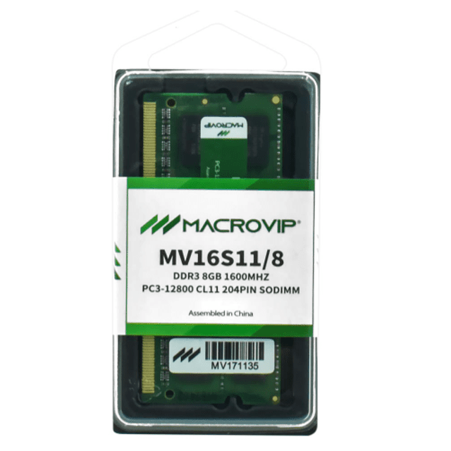 MEMÓRIA RAM NOTEBOOK MACROVIP 8GB 1600MHZ DDR3