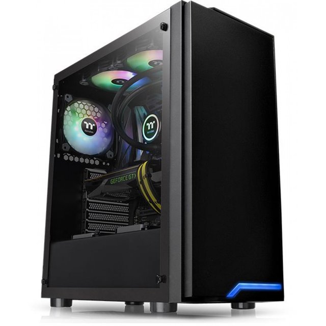 Gabinete Gamer Thermaltake H100 TG, Mid Tower, Vidro Temperado, Black C/1 FAN TRASEIRO AZUL
