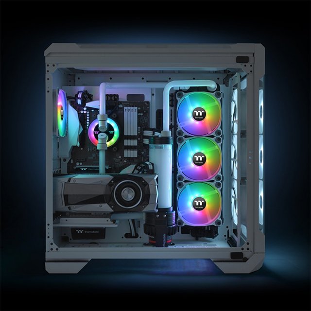 Kit Fan Com 3 Unidades Thermaltake Pure 12, ARGB, 120mm, White, Com Controladora, CL-F127-PL12SW-A