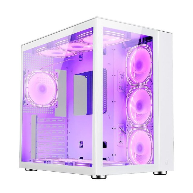 Gabinete Gamer Rise Mode Galaxy BRANCO Glass Standard, Mid Tower, ARGB, ATX, Lateral e Frontal em Vidro, 10x Cooler Fan,